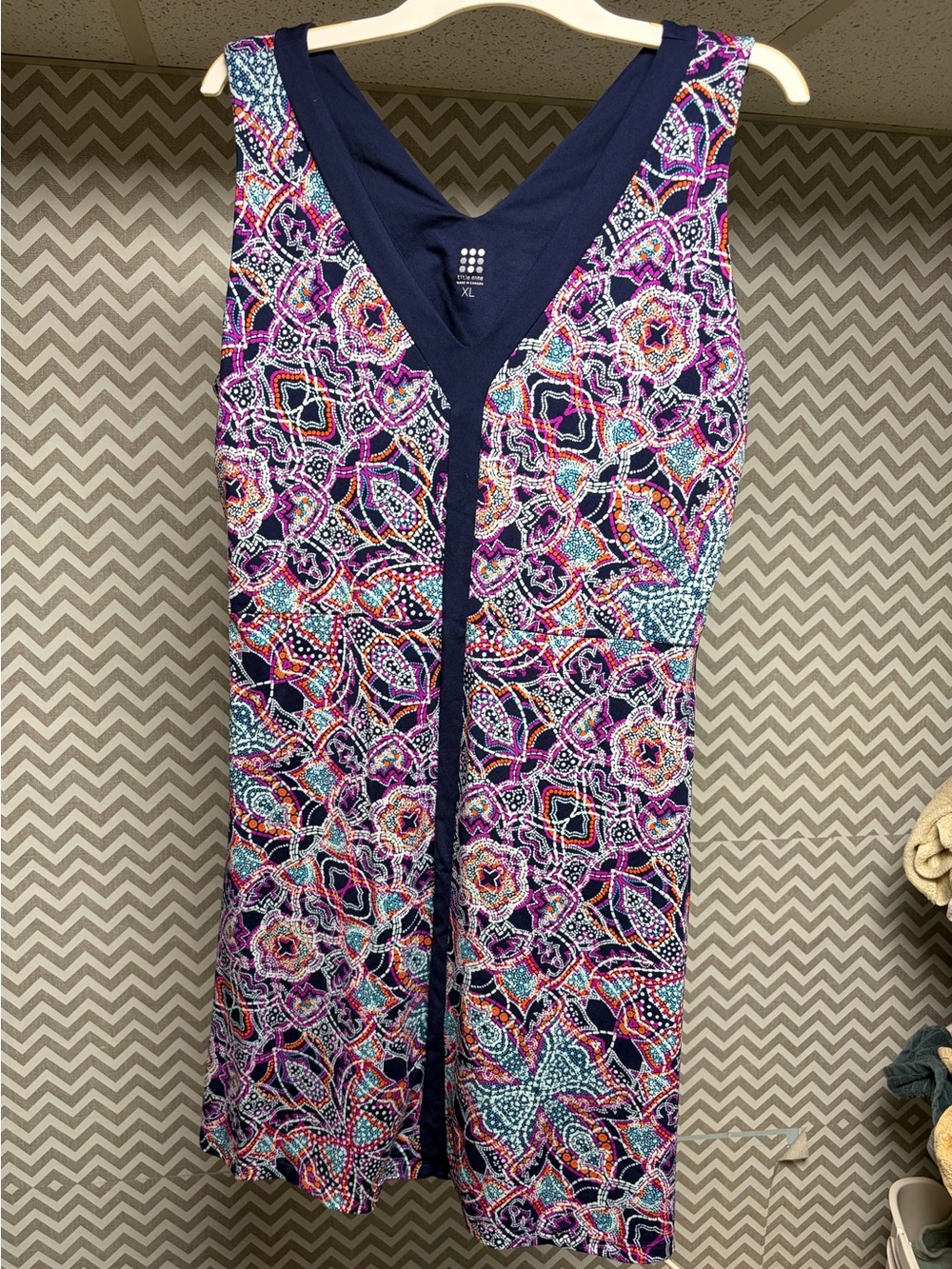 Title Nine Navy Multicolor Printed Mini Dress